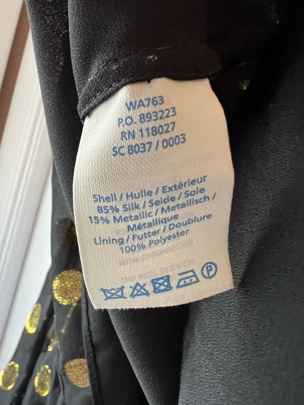 Boden Black Blouse with Gold Polka Dots - Picture 4 of 6